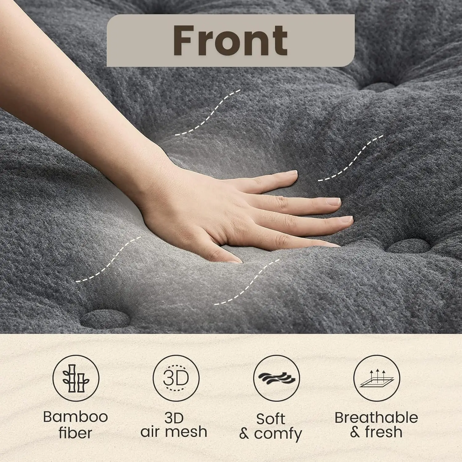 

Двусторонний короткий наматрасник Quietsea Queen, ящик для яиц, наматрасник из пены с эффектом памяти, наматрасник из бамбуковой вискозы, короткий наматрасник Queen,