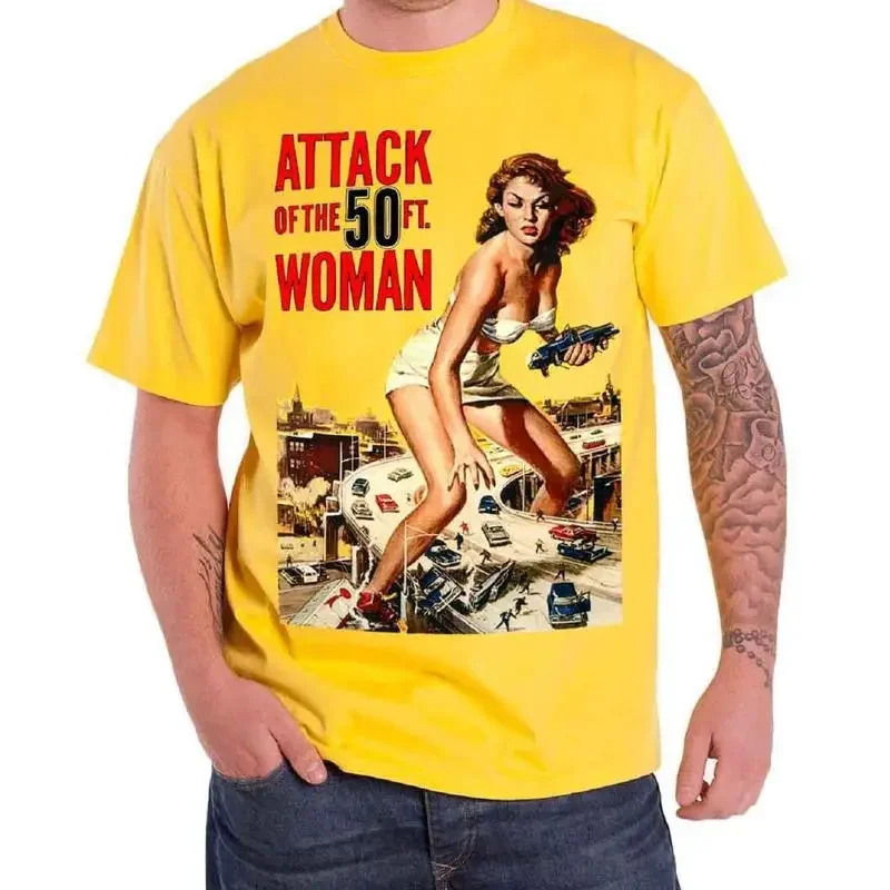 Plan 9 Attack Of The 50Ft Women Poster Offizielles neues gelbes T-Shirt für Herren