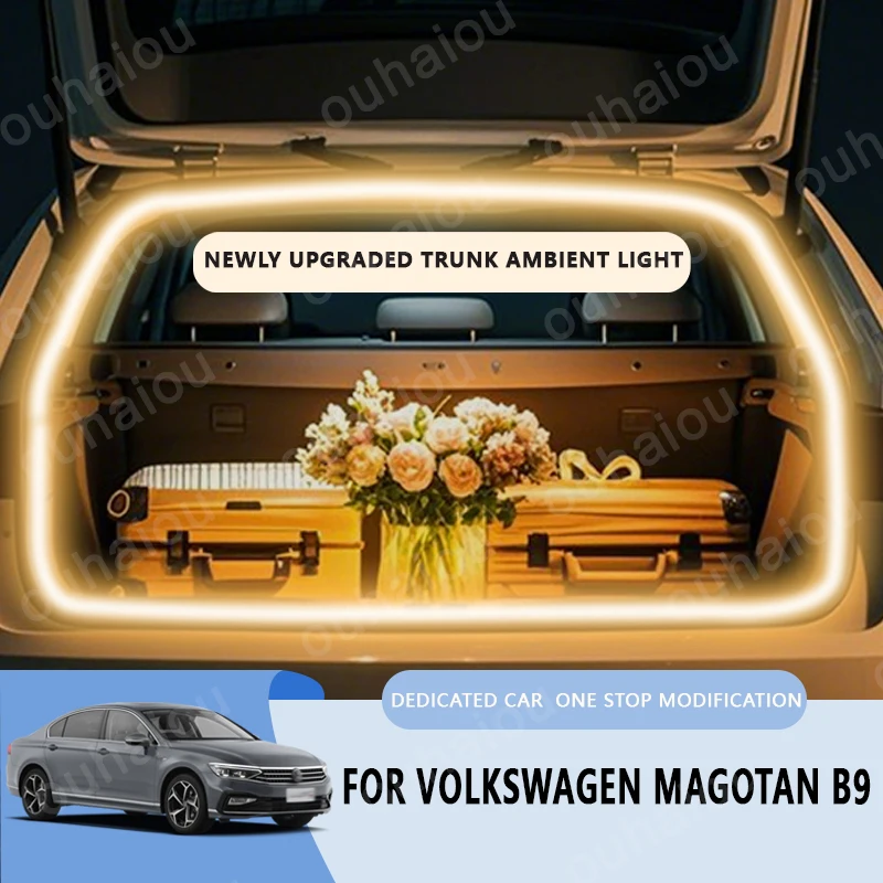 

For Volkswagen Magotan B9 trunk light modification light Atmosphere lights White warm white Rear Trunk LED Light Bar