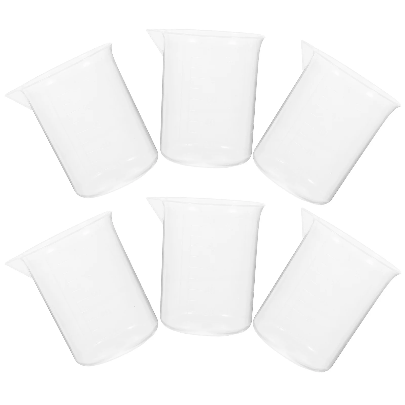 6Pcs 100ml Plastic Beakers Measuring Cups PP Material Graduations Easy Read High Temp Acid Alkali Resistant Wide Mouth