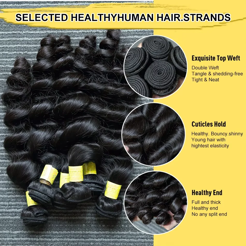 البرازيلي شعر بشري مجعد حزمة فضفاض موجة 3/4 قطعة حزم شعر ريمي 30 32 34 بوصة الطبيعية الأسود نسج وصلات شعر مزدوجة #2