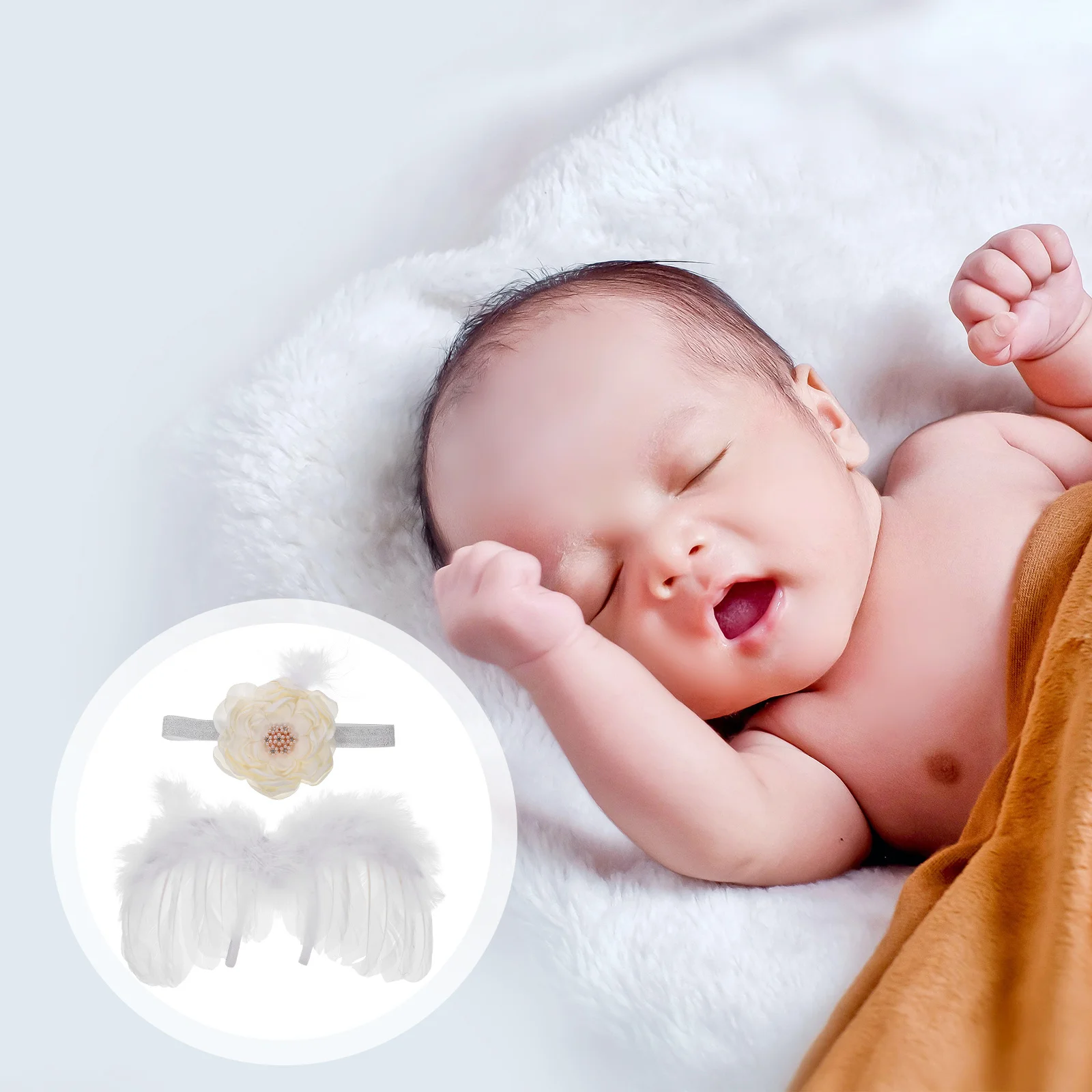 

1Set Infant Angel Wing Costume Set Soft Cloth Fairy Headband Photo Prop for Baby Toddler Newborn Cosplay Party