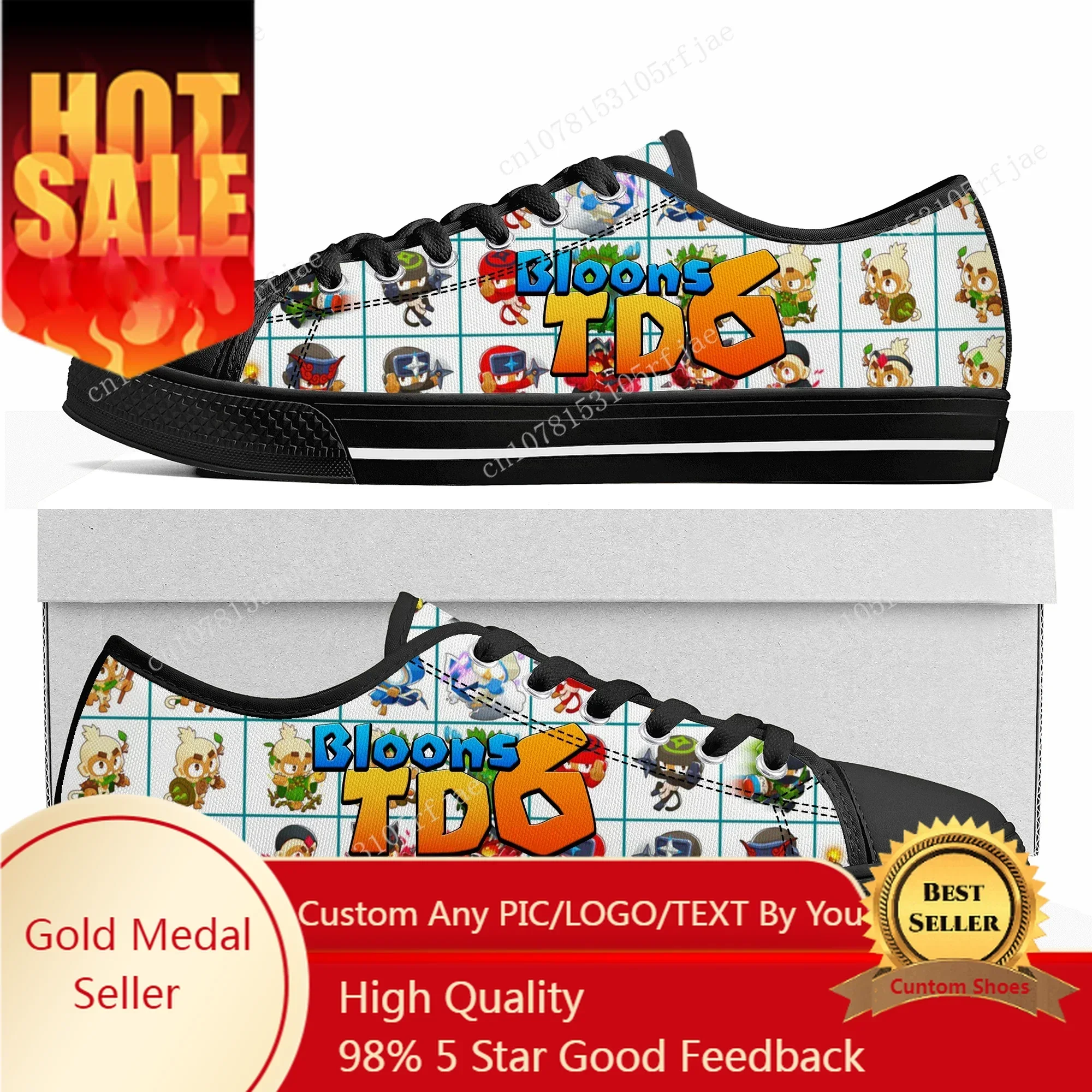 Bloons TD 6 Custom Low Top Sneakers Hot Cartoon Game Womens Mens Teenager Shoes Casual Tailor Made Canvas Sneaker