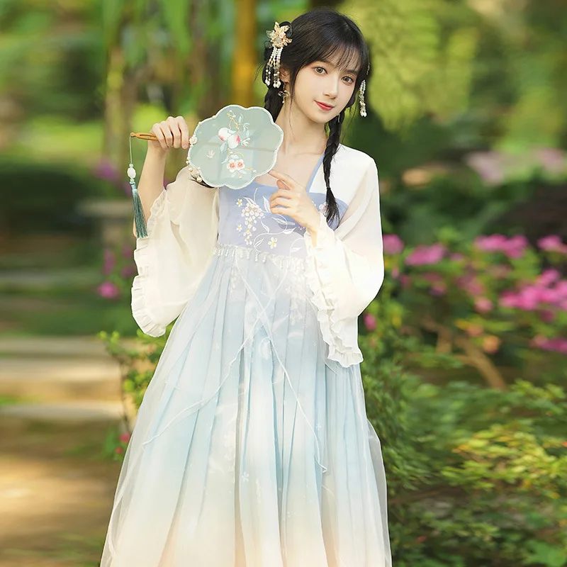 

Chinese Clothing Elegant Classic Retro Embroidery Traditional Princess Fairy Hanfu Dress Cosplay Costume Sweet Folk Dance Wear