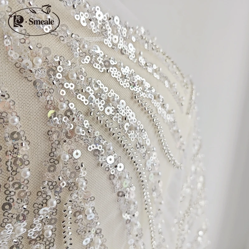 Luxus Abendkleid Stoff, High End Custom, Perlen Pailletten, Hochwertig, Spitzens toff, Hand Näht, RS4272 – Detail 9