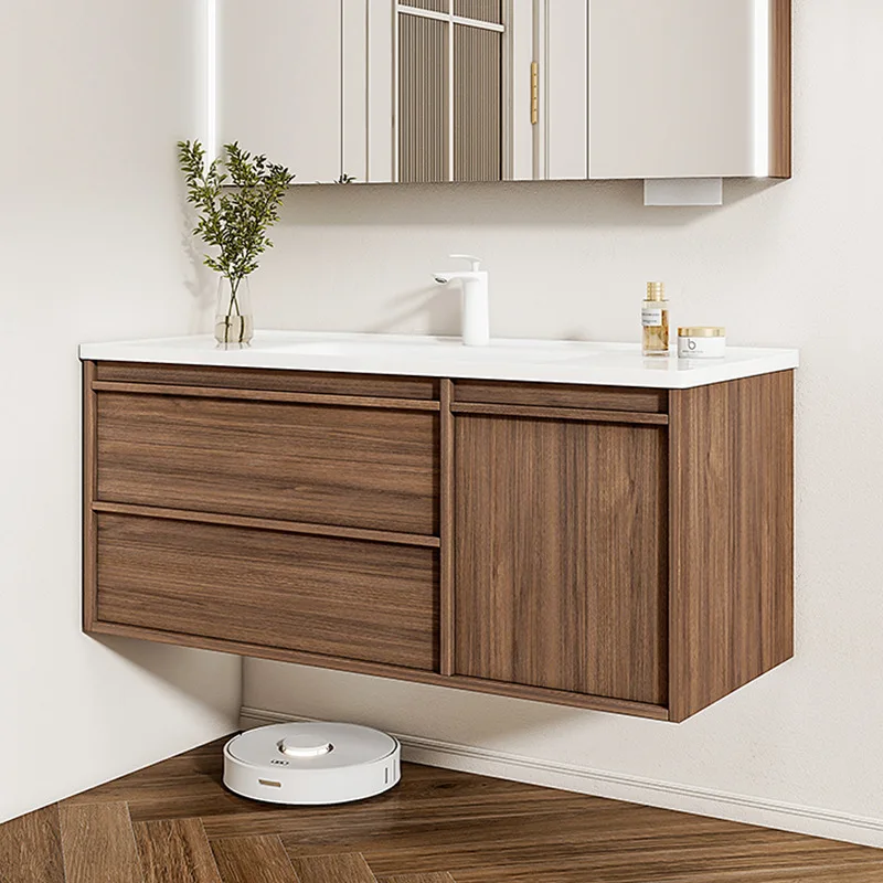

Medieval style bathroom cabinet ceramic integrated basin walnut wash basin cabinet washbasin cabinet toilet washbasin bathroom