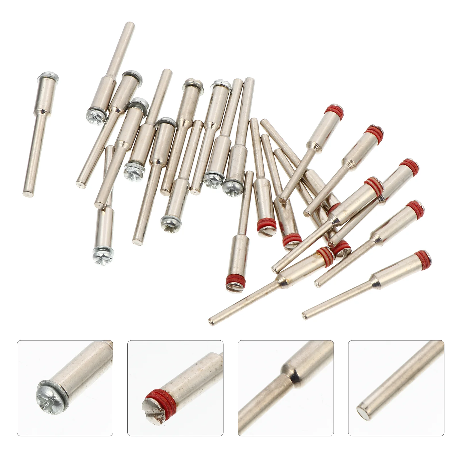 24 Pcs Sandpaper Stick Rotary Tool Wheel Stand Screw Mandrel Cut-off Holder Parts Cutting Arbor Alloy