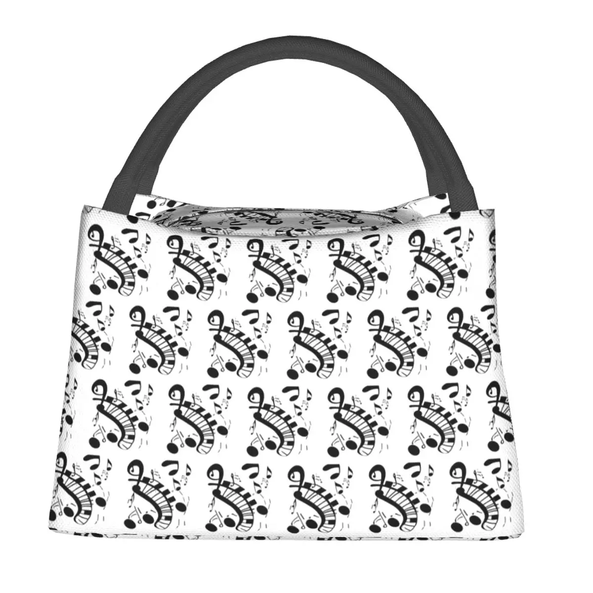 Abstract Piano Keys With Musical Notes Insulated Lunch Bag for Women Children Portable Food Boxes Thermal Lunch Box Tote