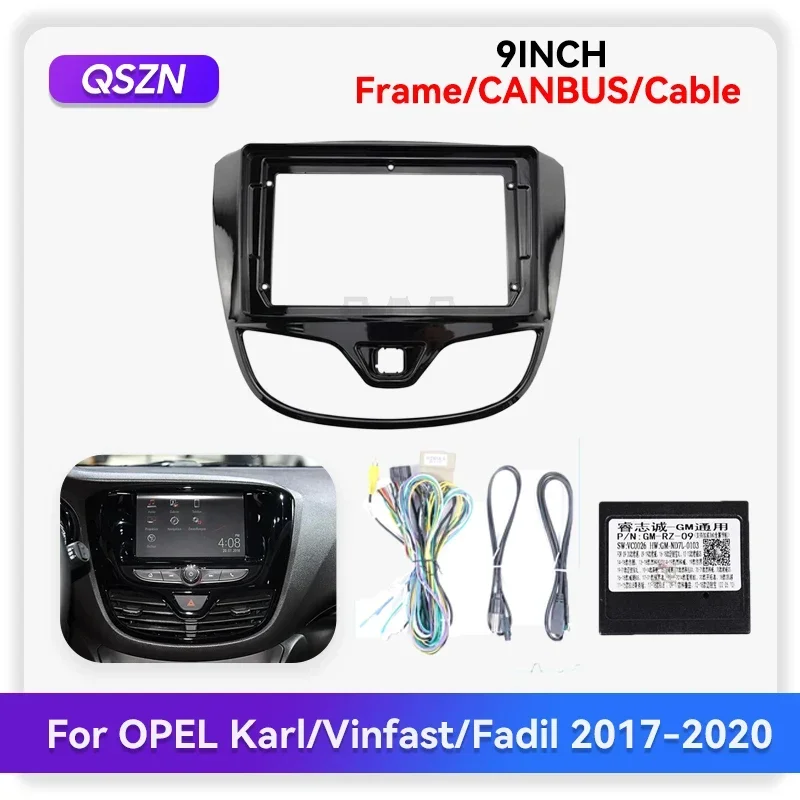 QSZN Plate AdapterHarness Plug Frame For OPEL Karl/Vinfast/Fadil 2017-2020 Car Radio Fascia Panel Dash Canbus Installation Cable