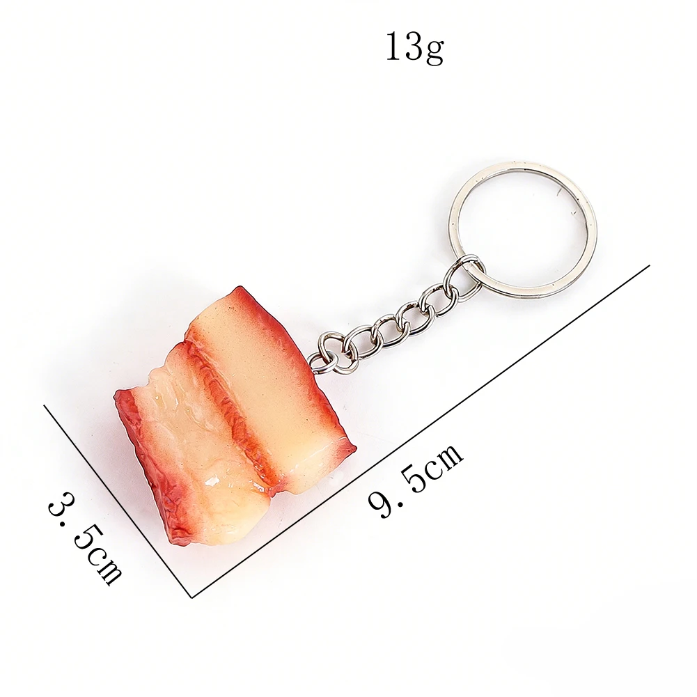 Realistic Food Shaped Keychain Fun Pig Cutlet Pork Belly Beer Mug Mini Pendant Miniature Toy Creative Backpack Car Ornaments