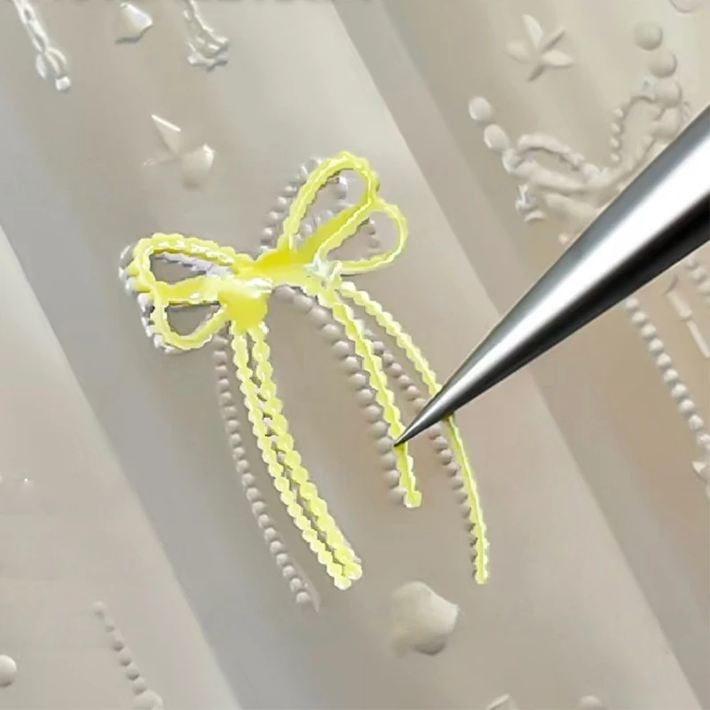 Moule acrylique 3D en Silicone pour Nail Art, ruban de chaîne de perles à nœud papillon, décorations pour Nail Art, modèle de moule pour breloques d'ongles, 1 pièce