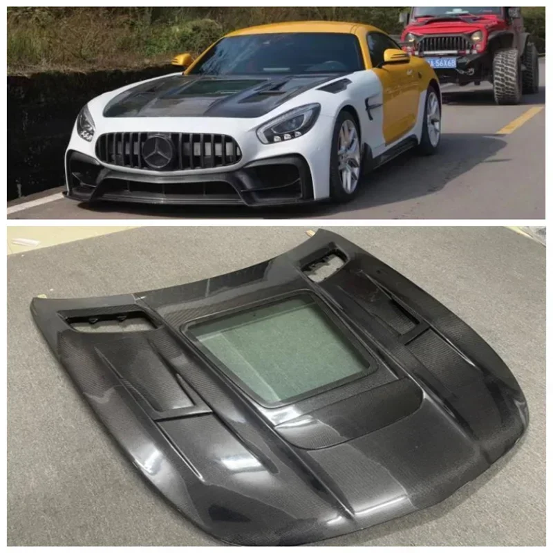 

Fits For Mercedes Benz GT GTS GTR AMG 2015-2018 Real Carbon Fiber Car Front Bumper Engine Hood Bonnet Trunk Cover Body Kit