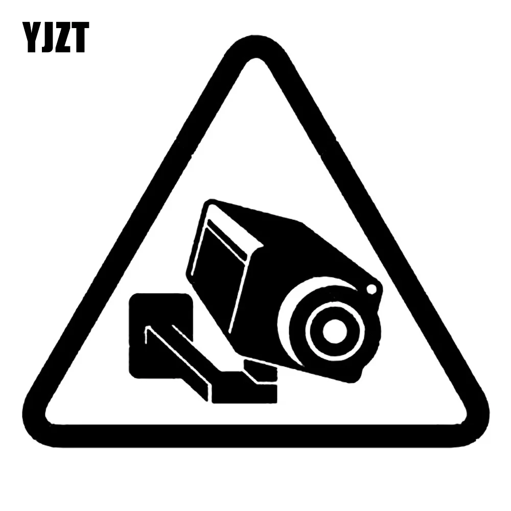 YJZT 14.2CM*12.5CM Camera Cctv Video Surveillance Sign Vinyl Black/Silver  Car Sticker C22-0885