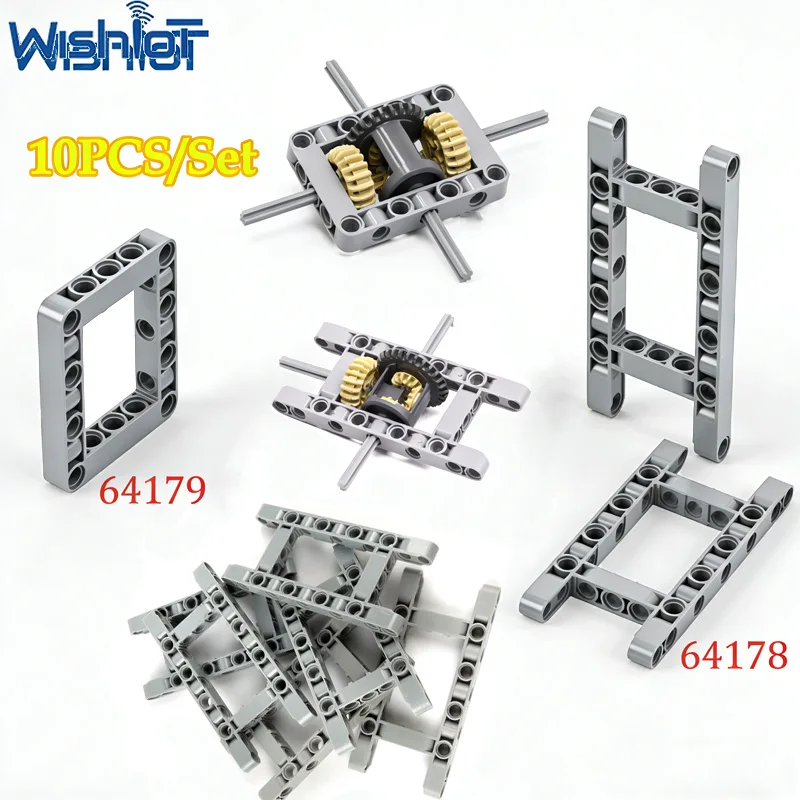 10PCS 5X7 Loch Arm Ring Technologie Bausteine Teile 11x5 H-Beam Loch Rahmen 64178/64179 Spielzeug montiert MOC Ziegel Zubehör