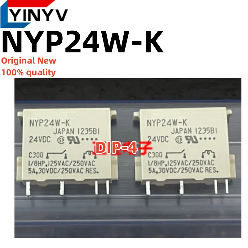 10Pcs NY24W-K NY12W-K NY5W-K NYP24W-K NY24W NY12W NY5W NYP24W 5V 12V 24V DC Relay 5A 250VAC 4 Pins DIP-4 100% New original