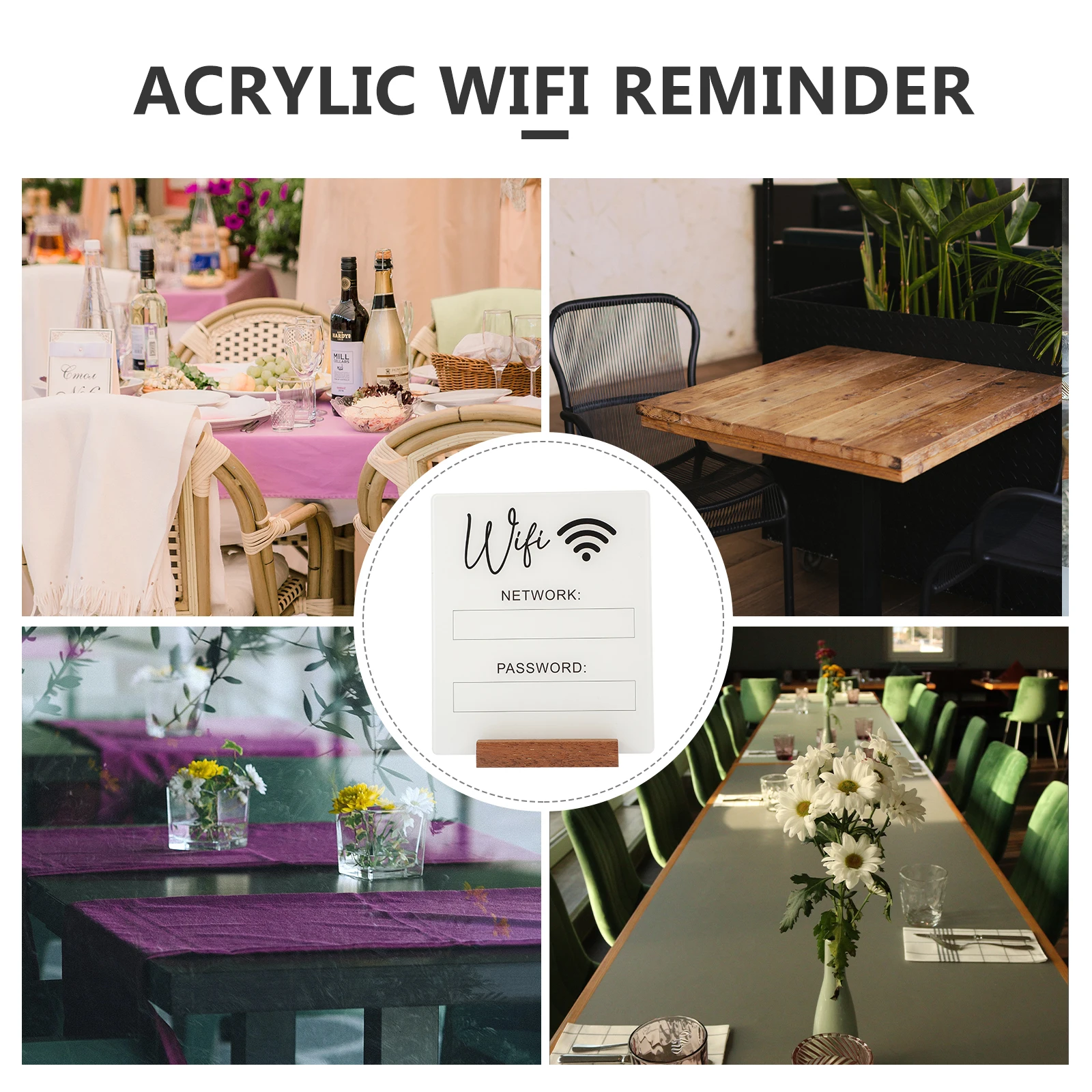Acrylic WIFI Sign Acrylic Wifi Reminder Black Clean Restaurant Home Guest Room Hotel Network Table Decor Display