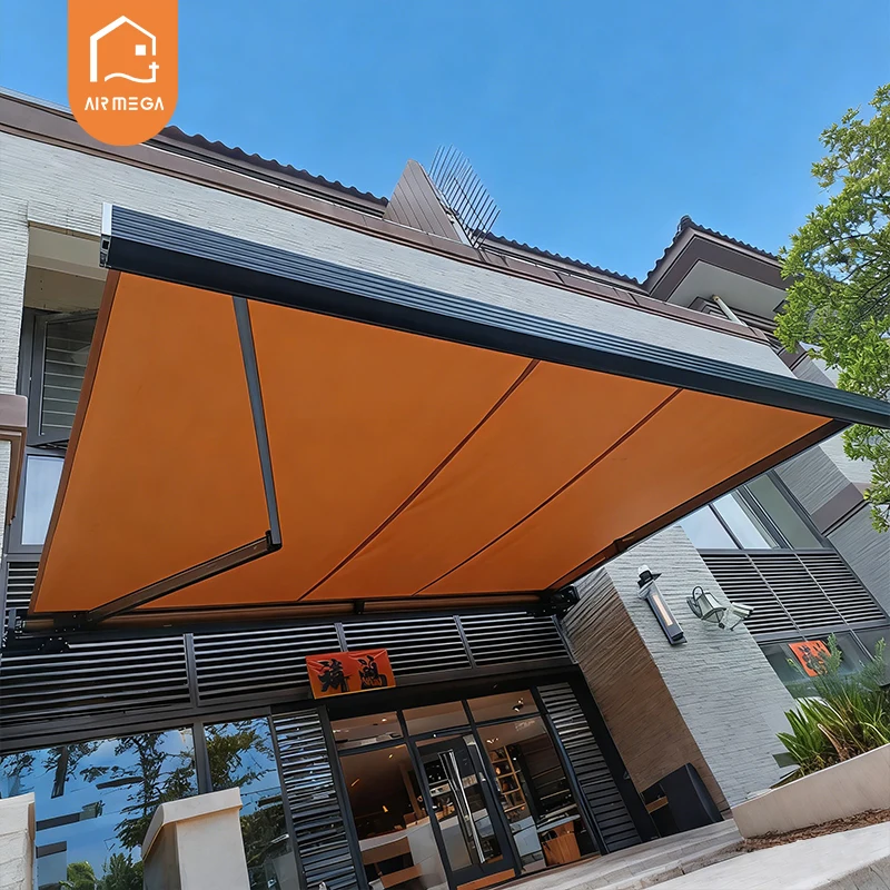 Heavy Duty Aluminum Frame Retractable Awnings, UV & Waterproof Sunshade Fabric Awning for Outdoor Patio, Deck, and Garden