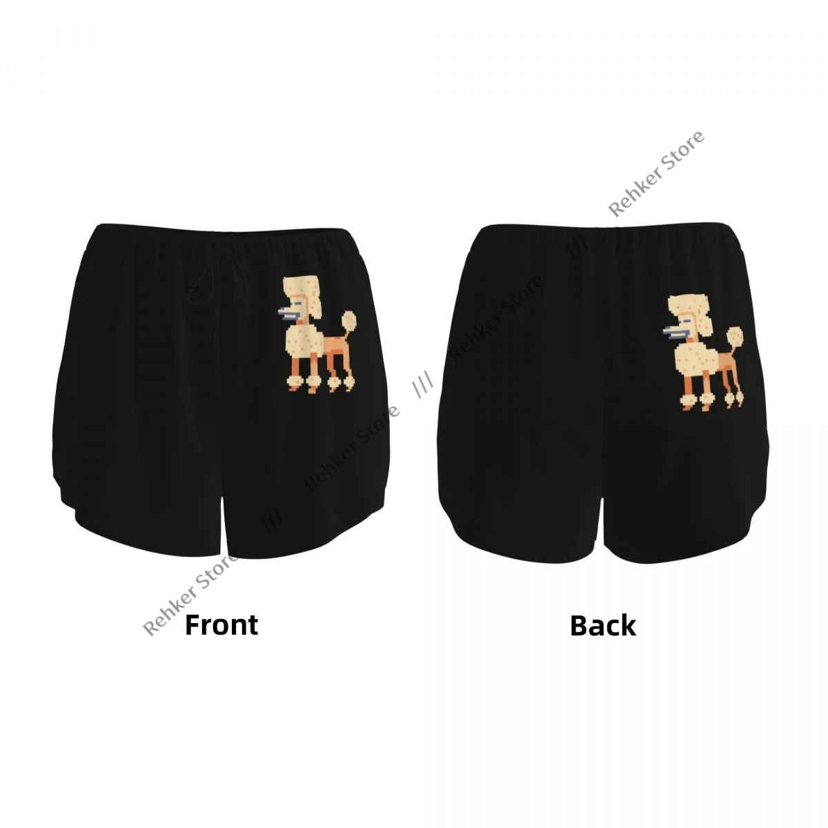Women's Athletic Shorts Pixel Art Dog 80s Style Running Yoga Fitness Quick-Dry Badminton Training With Pocket