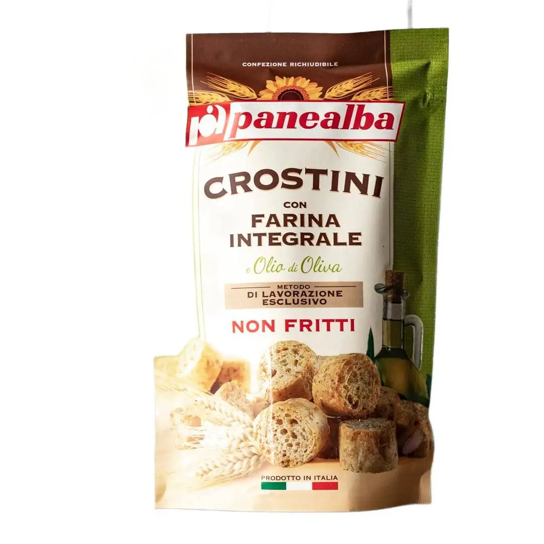 Grzanki pełnoziarniste do sałatek z oliwą Crostini Farina Integrale 100g  - Panealba