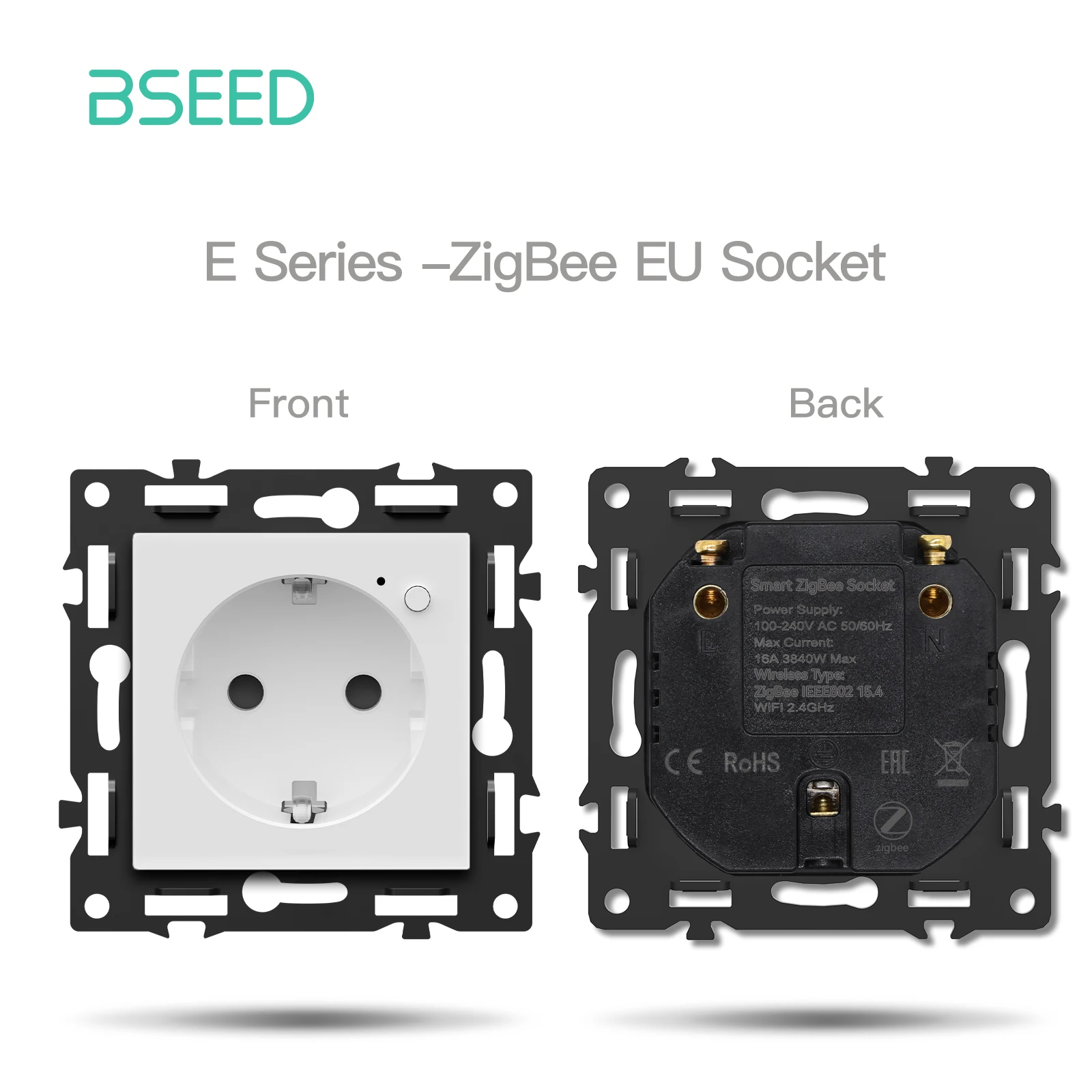 BSEED Zigbee 1/2/3Gang Smart Licht Schalter Tuya Smart Leben Alexa EU Steckdosen Funktion Teile Glas Panels DIY Teile 3