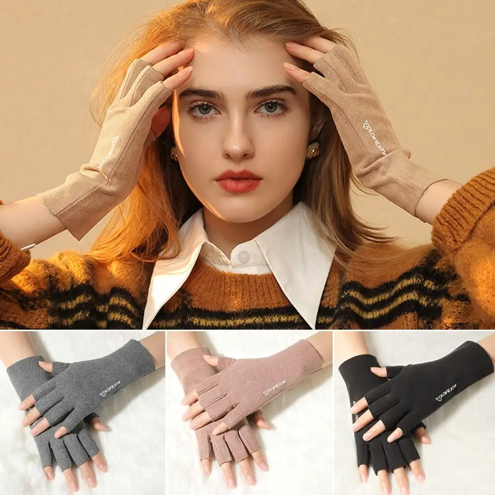 Outdoor German Velvet Touchscreen Half Finger Gloves Semi-Finger Short Mittens Warm Gloves Riding Gloves