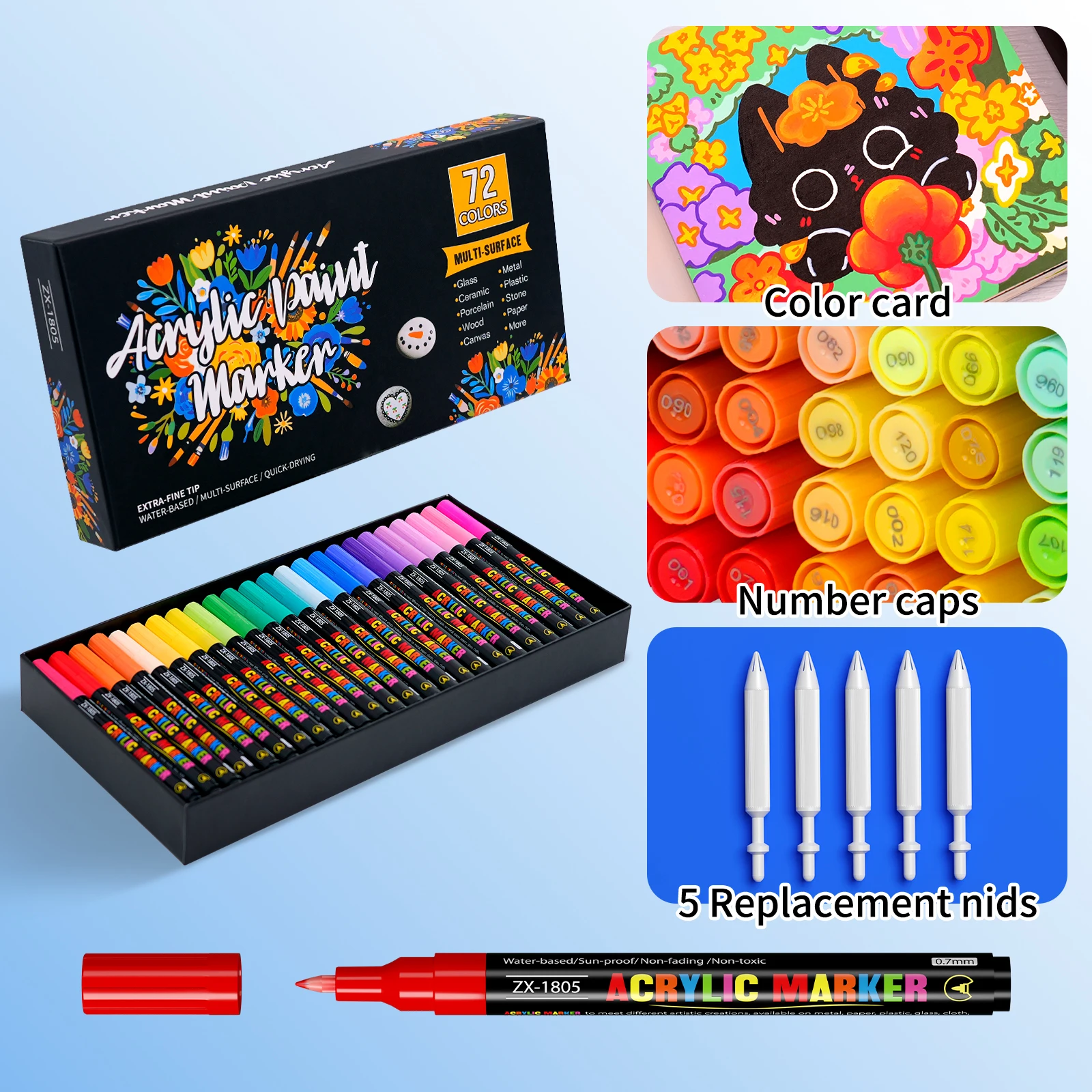 36/72/120/188 Kleuren Acrylverfpennen Markers, 0.7mm Extra Fijne Punt Acrylverfmarkers voor Steenverf, Keramiek, Hout