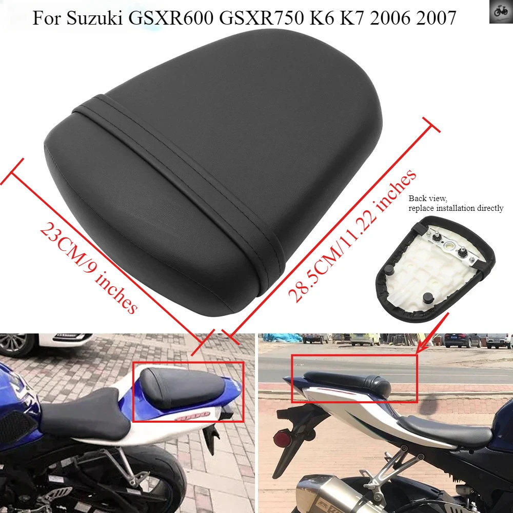 

Motocycle Rear Passenger Cushion Pillion Seat for Suzuki GSXR600 GSXR750 GSXR 600 750 K6 K7 2006 2007 Black