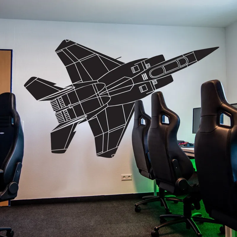 Fighter Jet Vinyl Wall Decal Sticker. US Army, Air Force, Marines Military Wall Art Decor Home Bedroom Living Room Decor Mural