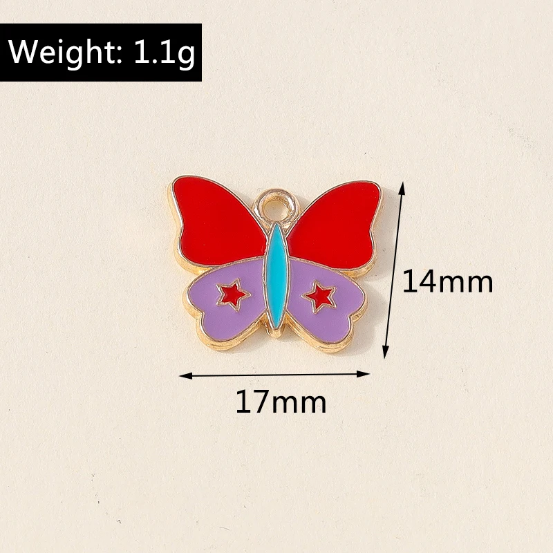 10 Stück niedliche bunte Emaille-Anhänger mit fliegenden Schmetterlingen für die Herstellung von Halsketten, Ohrringen, Armbändern, DIY-Bastelarbeiten, Schmuckzubehör – Detail 7