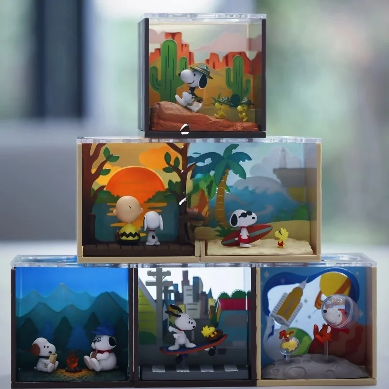 Re-Ment – figurine d'astronaute Snoopy authentique, ornement, jouets bonbons, boîte de scène tendance, aveugle, jeu cadeau personnalisé