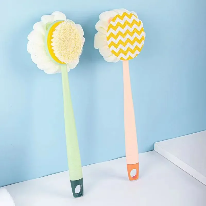 Long Handled Bath Brush Double Sided Soft Back Shower Brush Shower Back Washcloth Shower Ball Back Rubbing Brush Bath Tool