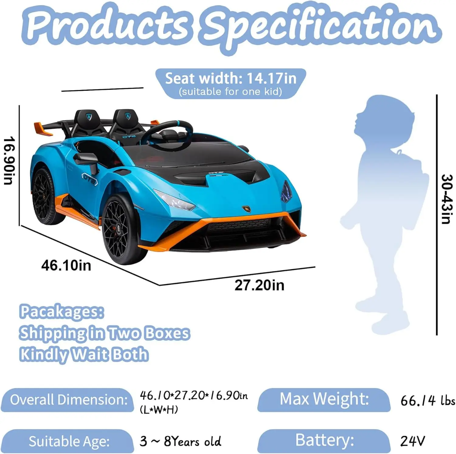 Voiture électrique 24V pour enfants, Compatible avec Lamborghini, avec 4 roues, voiture de sport, jouets, télécommande