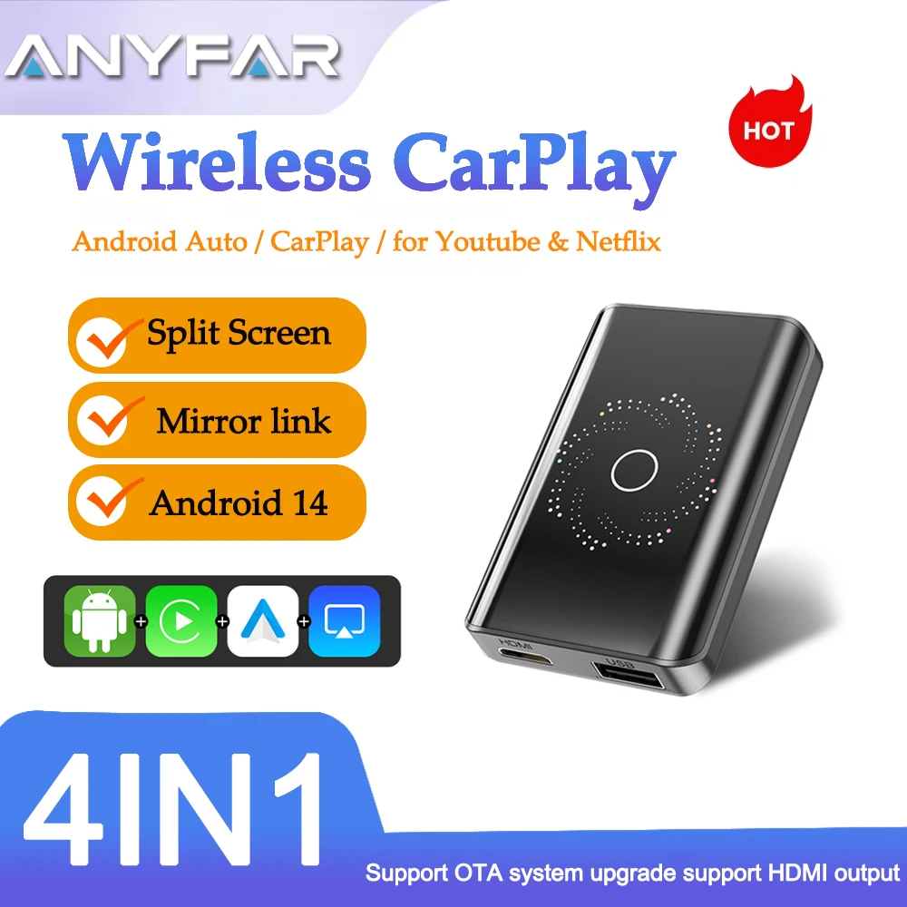 

Android 14 CarPlay AI Box 4+32G 2+16G Wireless CarPlay Android Auto Adapter Mirror Split Screen for Play Store YouTube Netflix