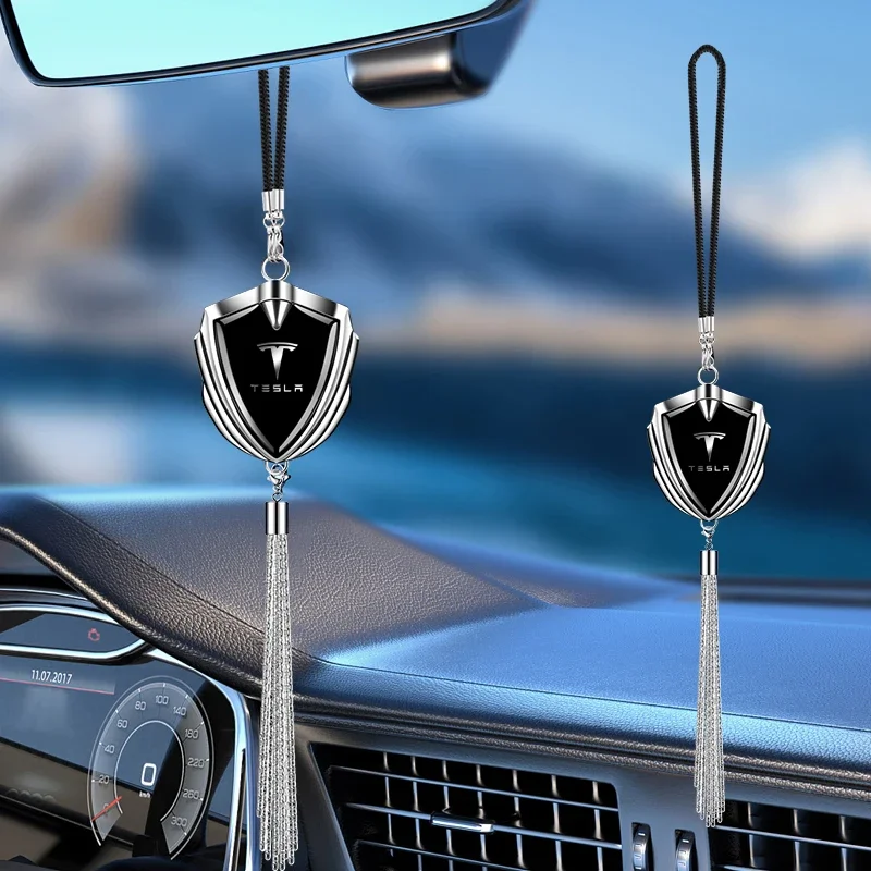 Car Rearview Mirror Badge Ornament Car Logo Pendant Ornament For Tesla Model 3 Roadster Y Bonina Juguete Cybertruck Coil S X