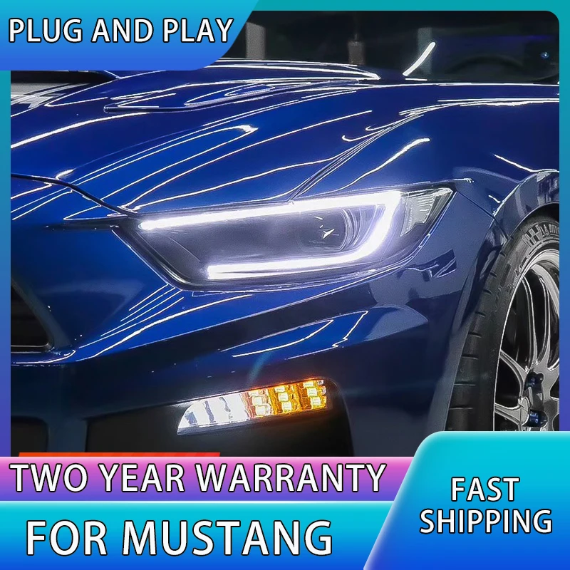 Car Styling for Ford Mustang Headlights 2015-2018 Full LED Headlight DRL LED Lens Double Beam car Accessories