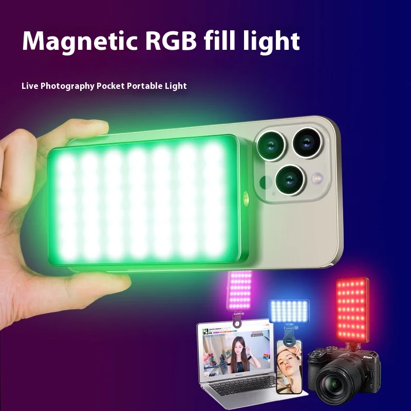 Magnetic RGB Fill Light 22 Light Effects for Photography Video Record Live Stream Video Conferenc for Phones Cameras Laptops