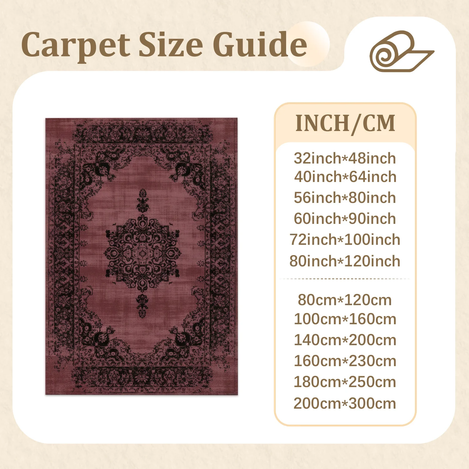 Large Indoor Area Rug Soft Velvet Low Pile Non-Slip Dotted Backing Machine Washable Vintage Pink Medallion Oriental Rug for Living Room Bedroom