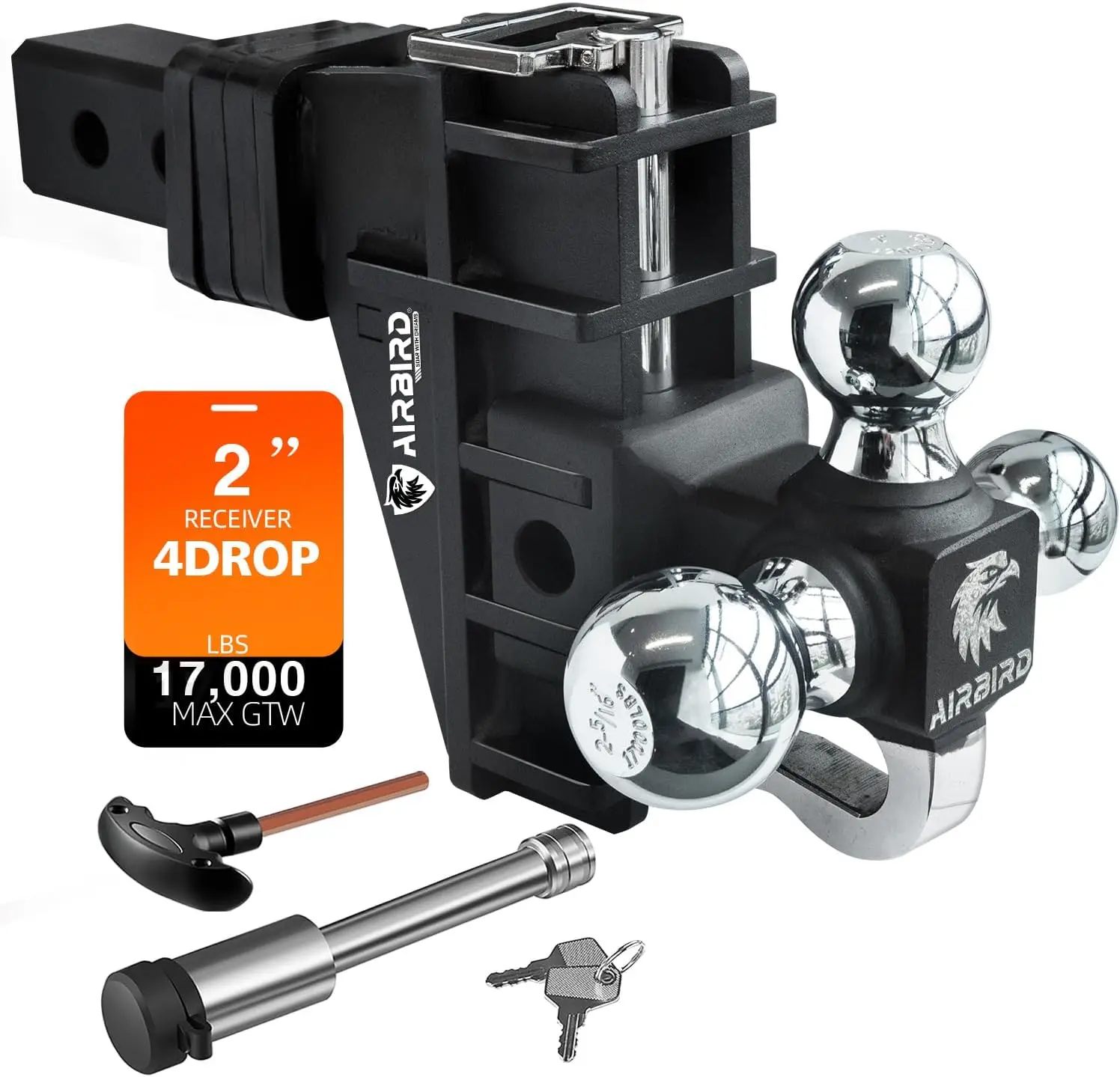 

Регулируемый сцепный сцеп для прицепа подходит для 2-дюймового приемника, сверхмощных буксирных сцептов (17000 фунтов GTW) 4-дюймовый сцеп для прицепа с тройным шаром и креплением