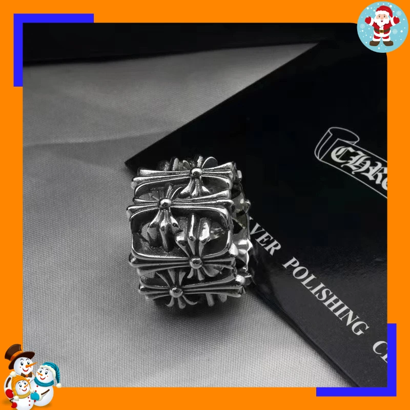 Vintage Square Burial Cross Ring Hip Hop Fashion Ring Cuban Domineering Old Men's