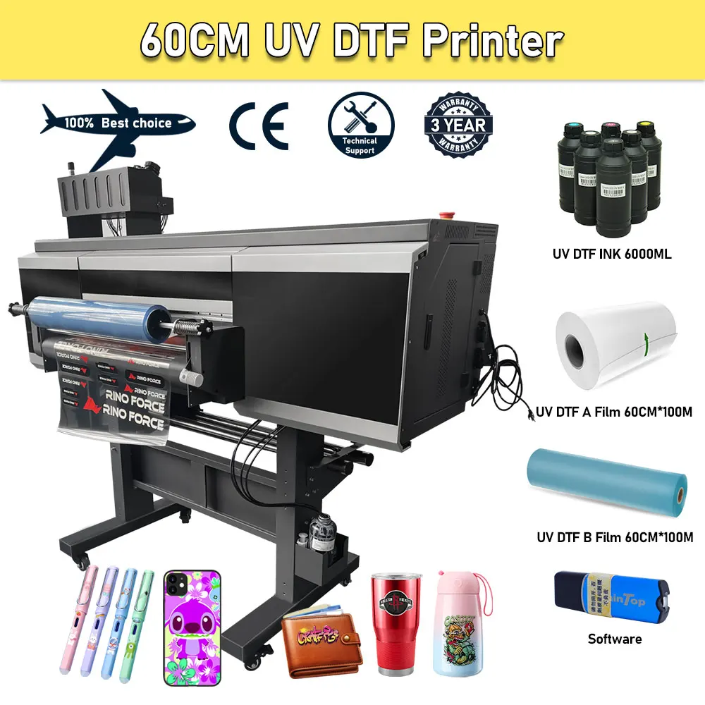 A1 UV DTF Printer I3200 UV DTF Sticker Printer Machine 2 IN 1 UV DTF Printer For Metal Glass Bottle Wooden Plastic