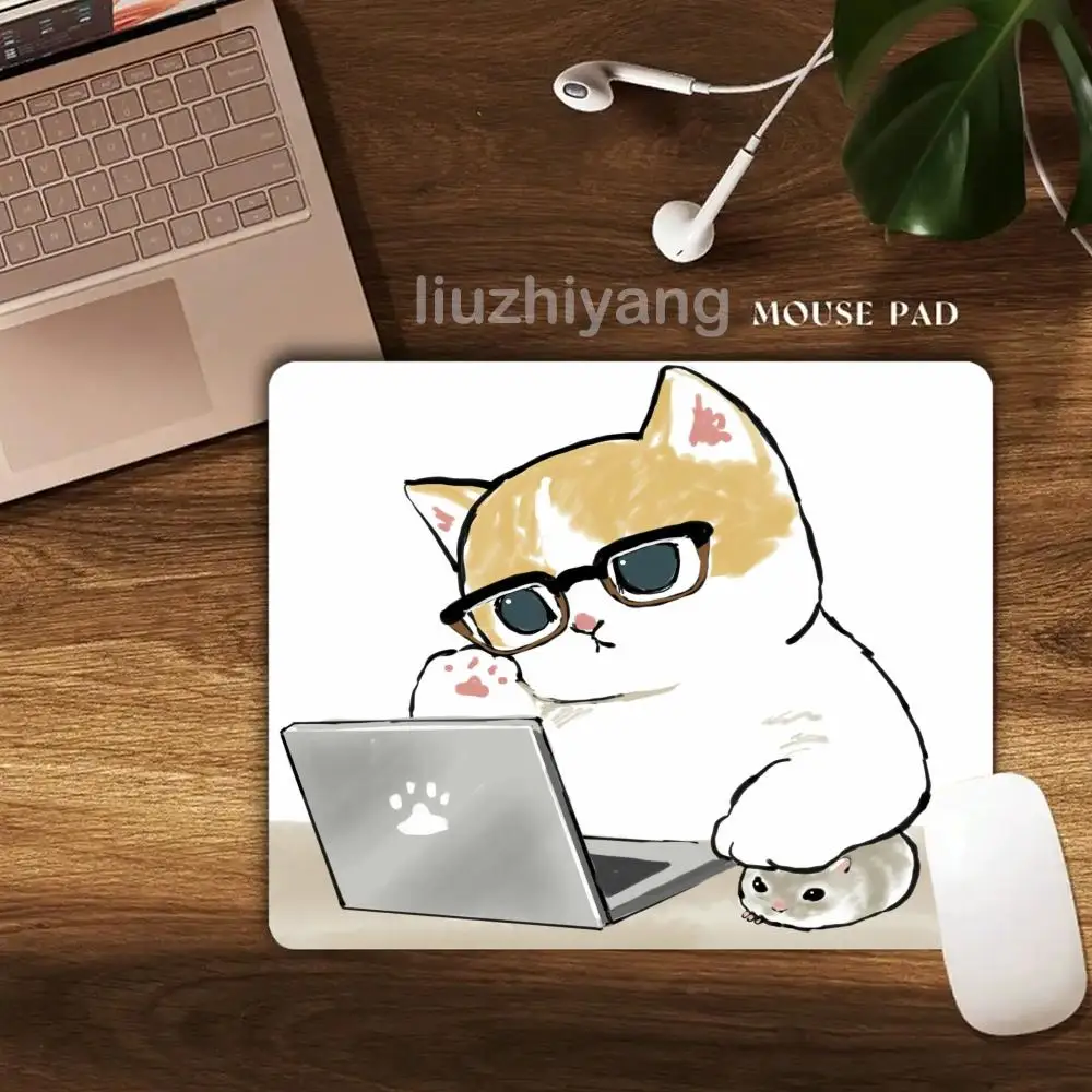 

Коврик для мыши с мемами кошек, квадратный, для компьютера, офиса, игр, резиновый, противоскользящий, для ноутбука, 40x45 см (большой), 22x18 см (маленький), настольные коврики