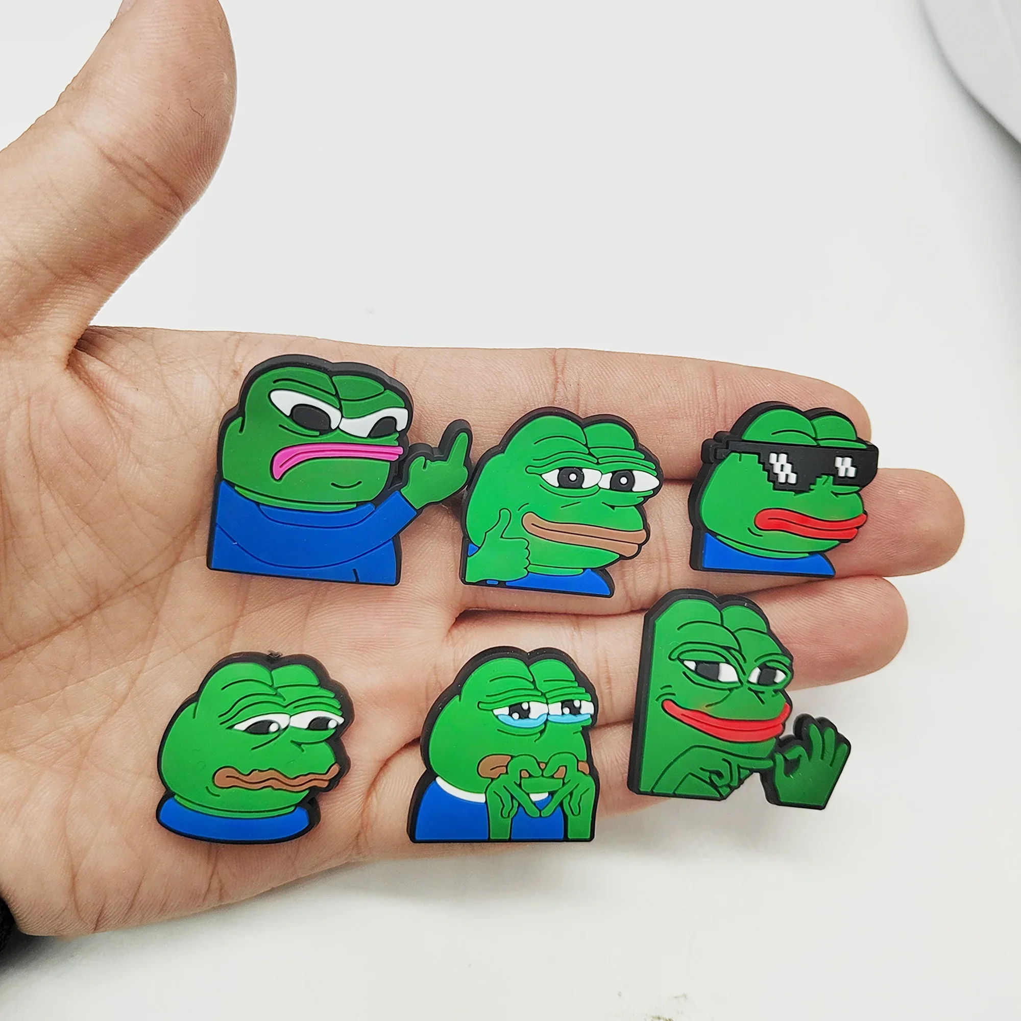 

20pcs Sad Frog Shoe Charms for Clogs Sandals Decoration DIY PVC Cartoon Garden Shoe Accessories Charms for Friends Gifts
