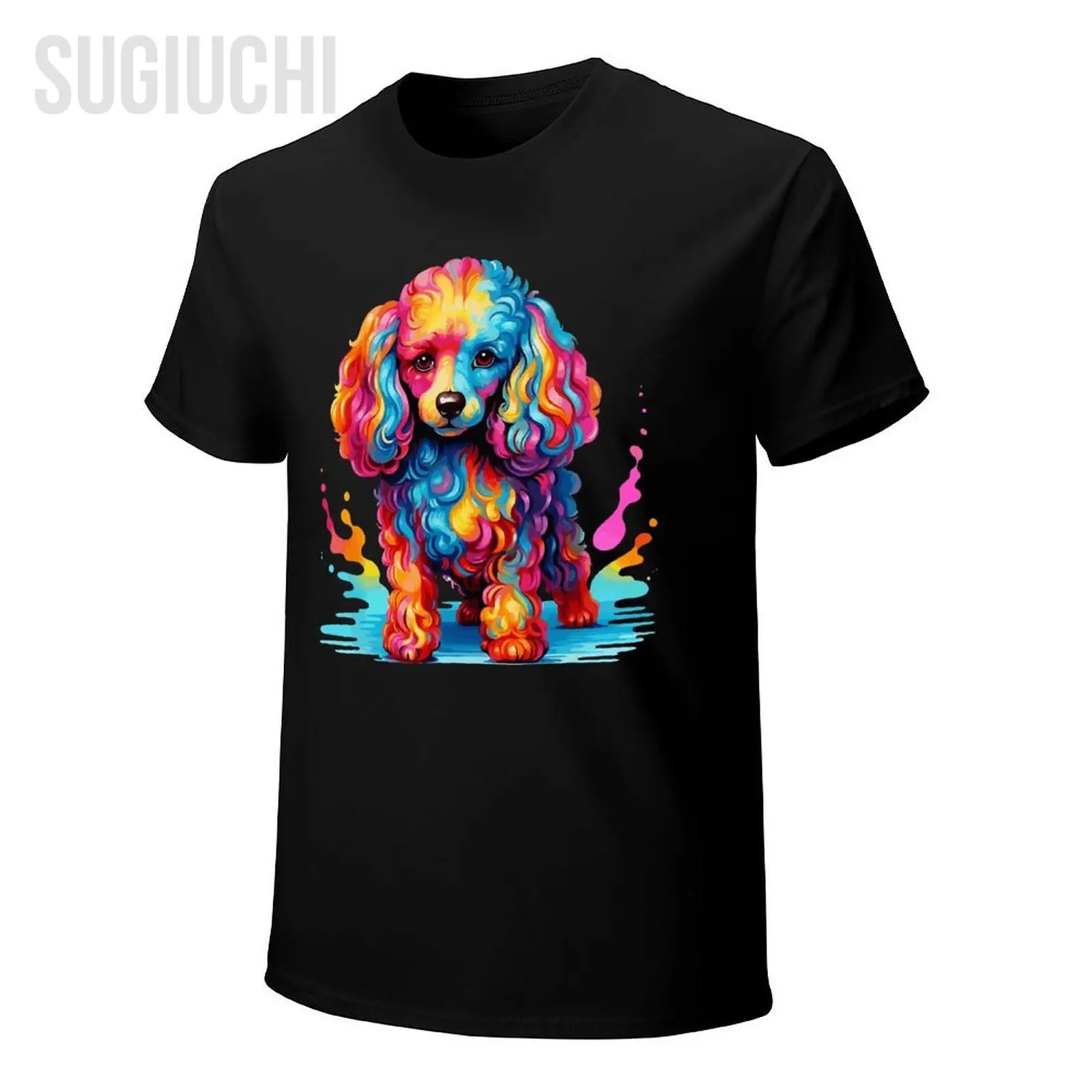 Unisex Men Colorful Pop Art Poodle Portrait Dog Lover Tshirt Tees T Shirts Women Boys 100% Cotton T-Shirt view 4