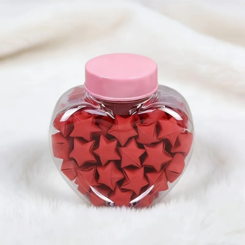 10pc Pink Cap Heart-shaped Bottles , 2.71oz ,Handmade Plastic Bottle Material Accessories Storage and Sorting Collection Bottles