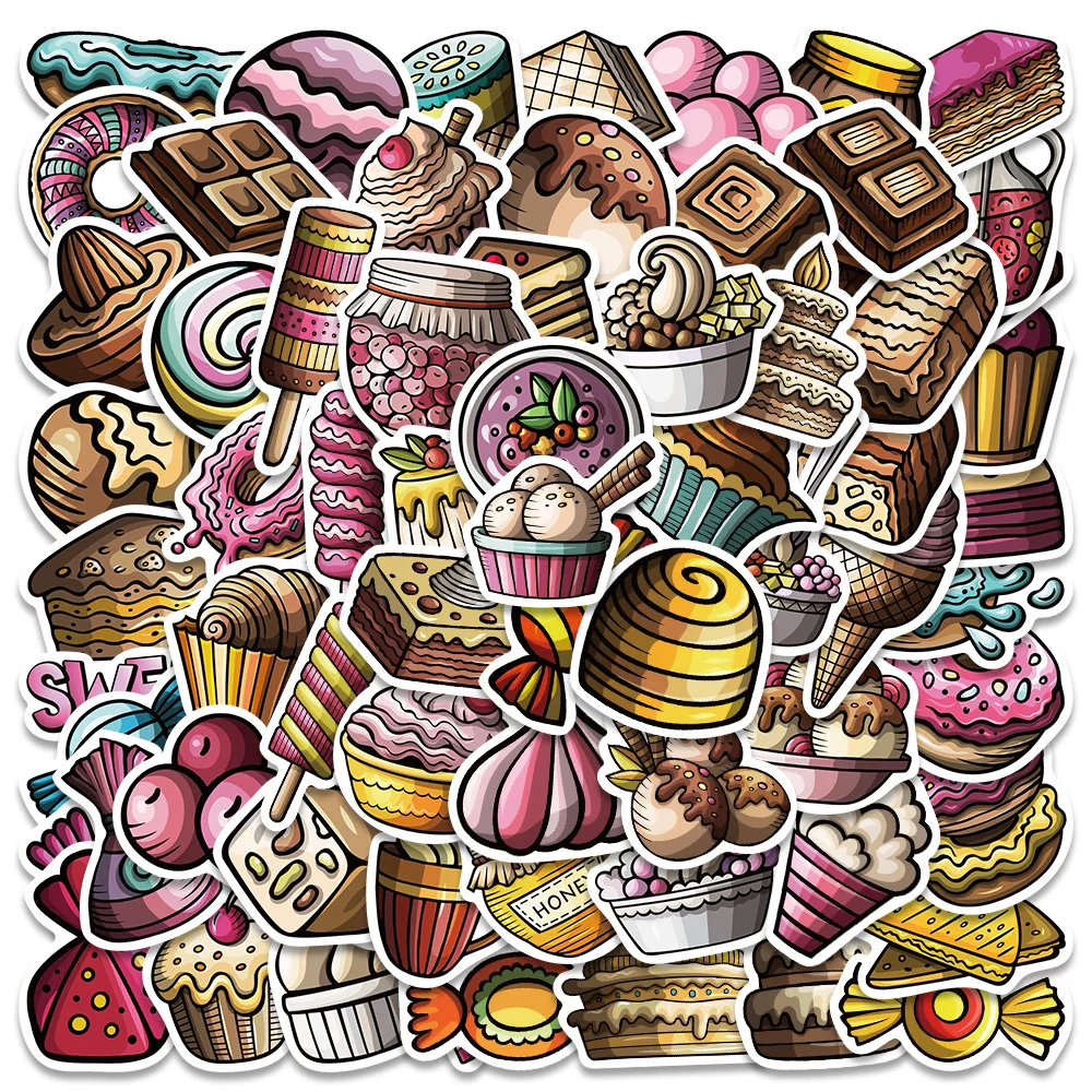 67pcs Cartoon Candy Desert Vinyl Stickers Waterproof Graffiti For Luggage Guitar Notebook Fridge Skateboard Laptop Decals