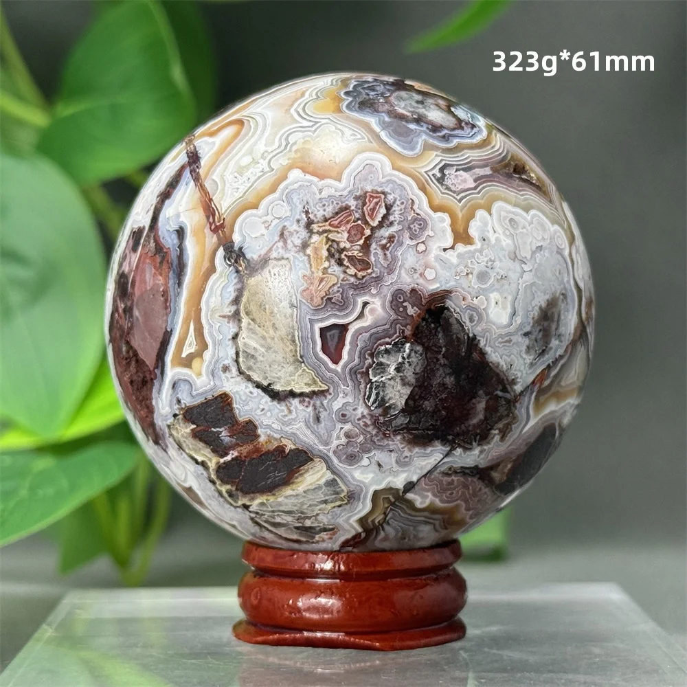 كرة عقيق موكسيكو طبيعية لمذبح العرافة ، كرة كوارتز معدنية للهالة ، هدية وقاعدة زينة منزلية ، التأمل في الطاقة الشافية