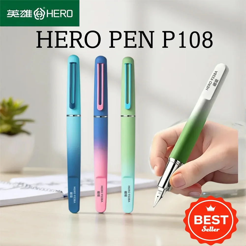 

Hero 9338A Fountain Pen 4Color Gradient Magnetic Cap For Calligraphy Students Beginners Gift Box for Kids' Calligraphy