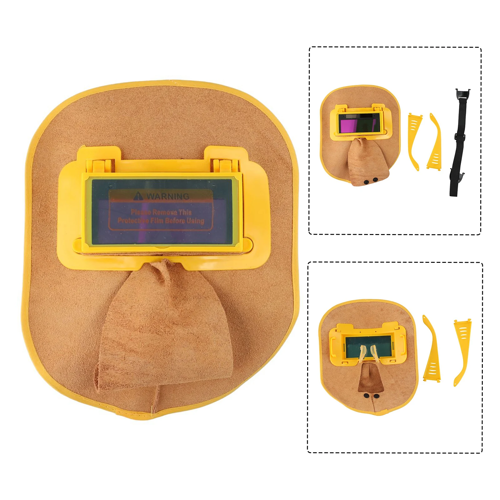 

Сварочная маска-хамелеон с откидным механизмом, регулируемой светопропускной способностью, гладкая, дышащая, из воловьей кожи, стекла и поликарбоната