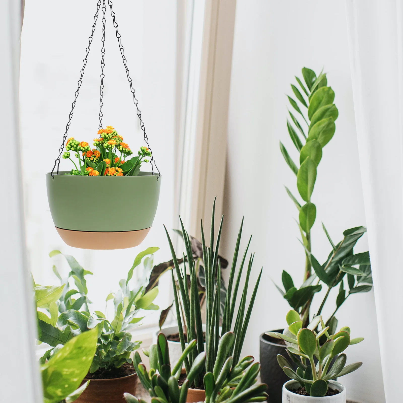 2 قطعة وعاء زهور معلق ذاتي الامتصاص موفر للمساحة حاوية نباتات للزينة للمنزل حديقة معلقة زهور ديكور