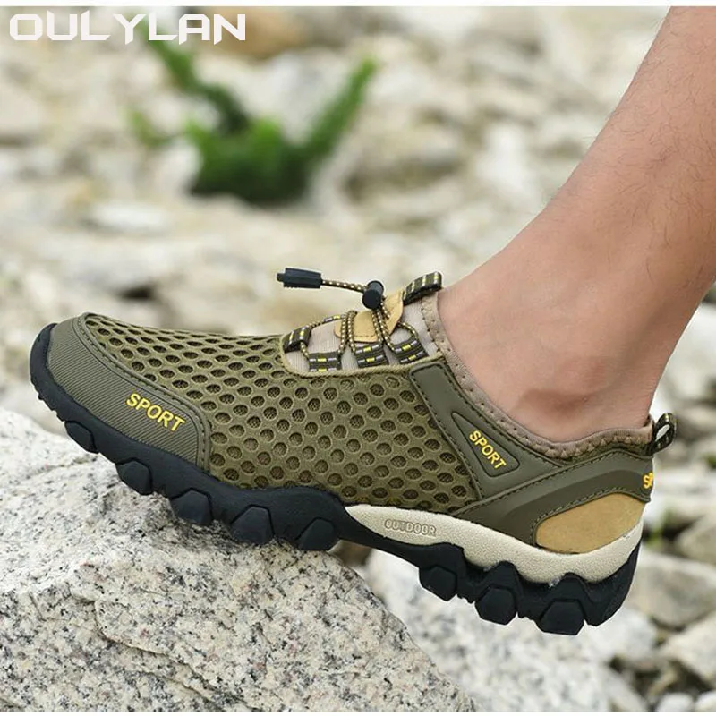 Scarpe da ginnastica traspiranti in Mesh Casual da uomo Oulylan 2024 scarpe da trekking per arrampicata moda estiva scarpe da Wading a piedi nudi da spiaggia all'aperto